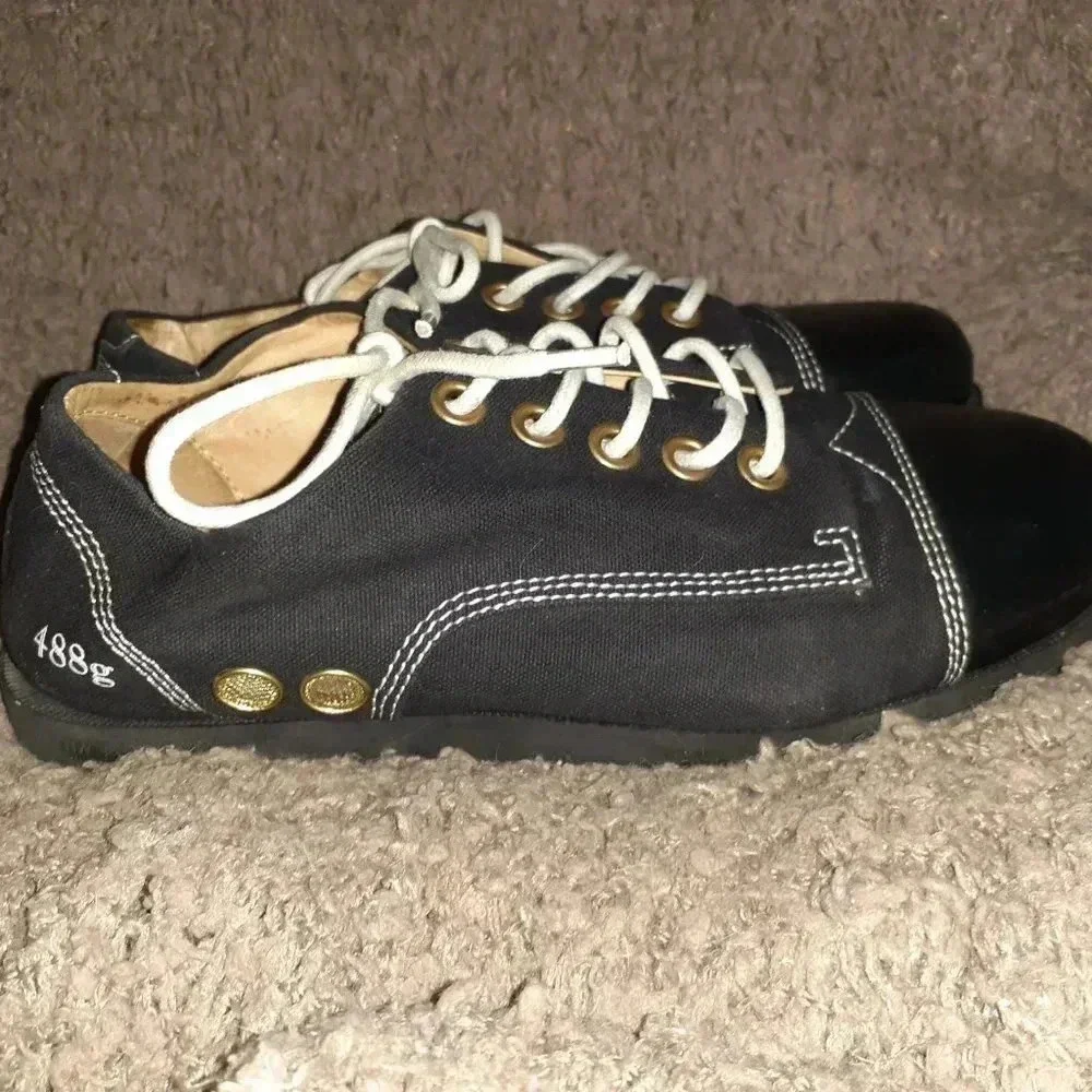 GRAM Scandinavia-488g Sneaker-Black Canvas/Leather Toe-White Stitch-Sz 8.5-Ex